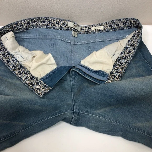 Vintage America Blues Cotton Blend Flowers Patchwork Bestie Blue Jeans 16R/33 - Picture 4 of 16